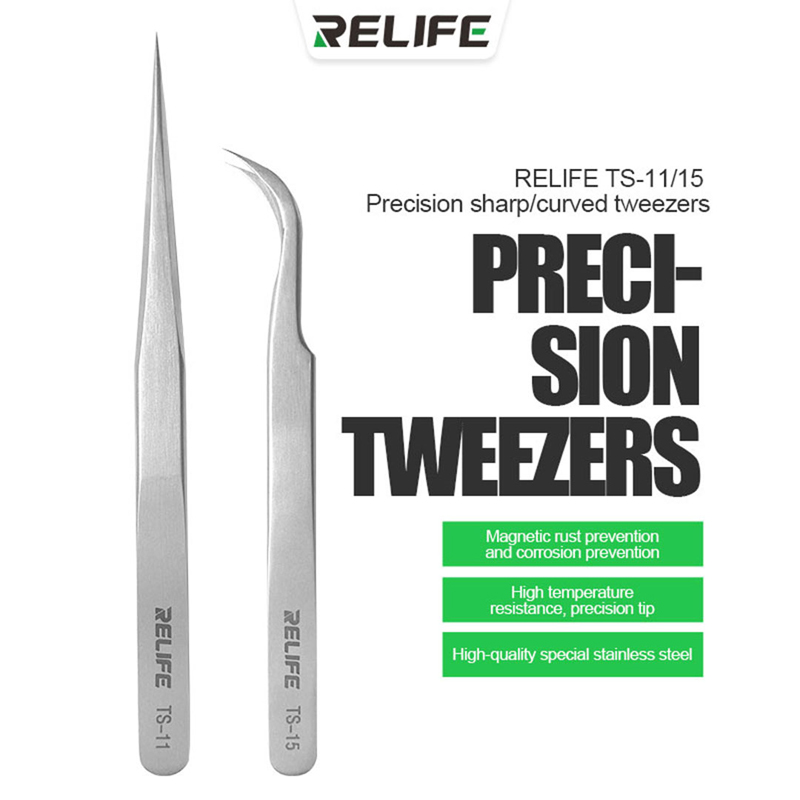 Bag Power Tools - RELIFE TS-11 TS-15 精密湾曲ストレートピンセットステンレス鋼帯電防止電子 CPU IC