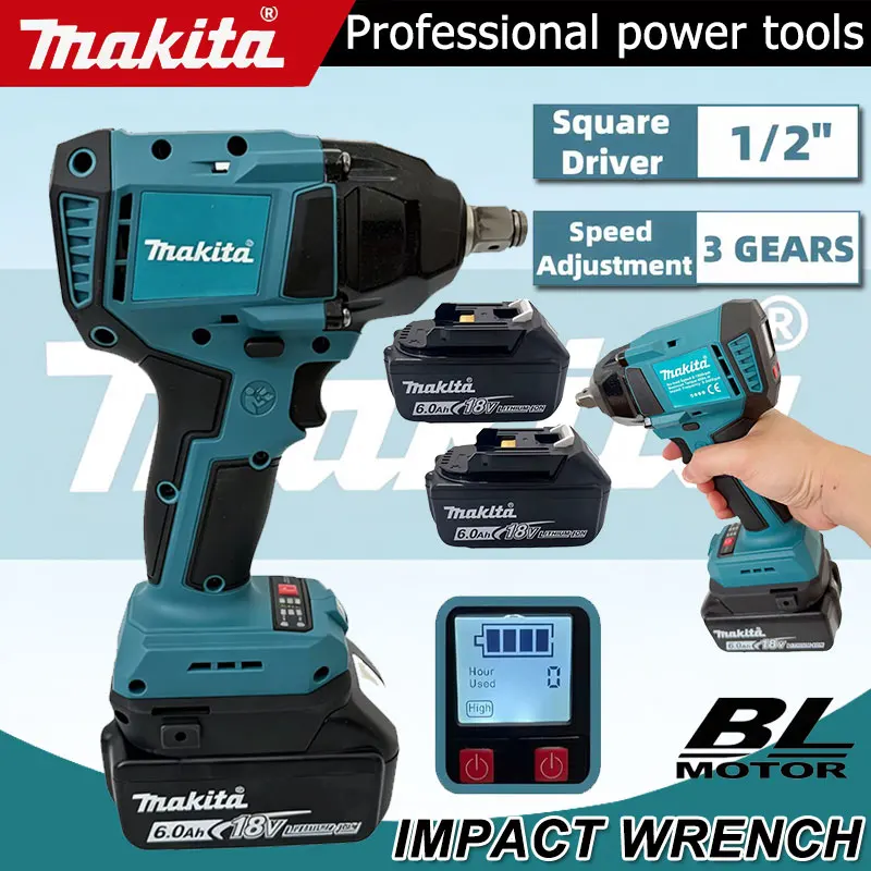 Power Tools Display - マキタデジタルディスプレイ電動インパクトレンチコードレス電動トルクレンチ 1/2 インチドライバー電動工具 18V バッテリー用