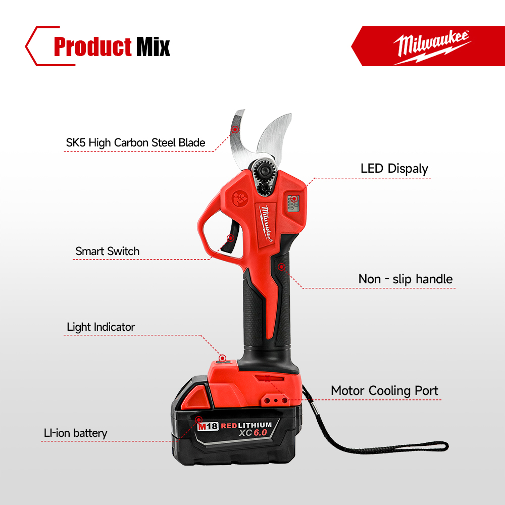 ミルウォーキー ブラシレス電動剪定ばさみ LEDディスプレイ - Power Tools Display のレビューと価格